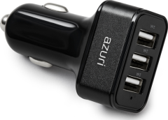 Azuri 12-24V car charger - 3 USB ports - 7.2Amp - black